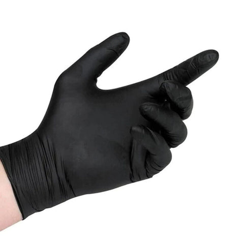 Black Nitrile Gloves - Box of 100-SINGLE NEEDLE